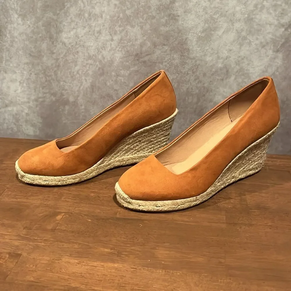 J Crew Espadrille Orange Wedge Heels size 6.5